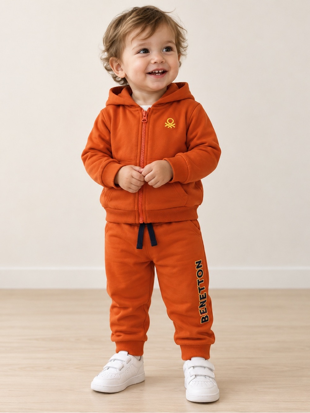 United Colors of Benetton Baby 2-Piece Hooded Tracksuit Set Burnt Orange